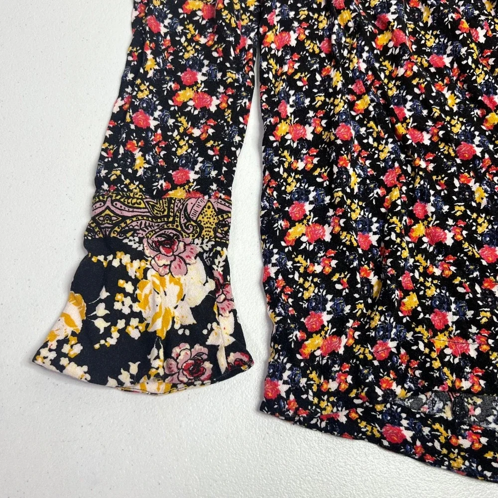 Free People Wildflower Fields Floral Tunic Blouse Womens Medium Boho